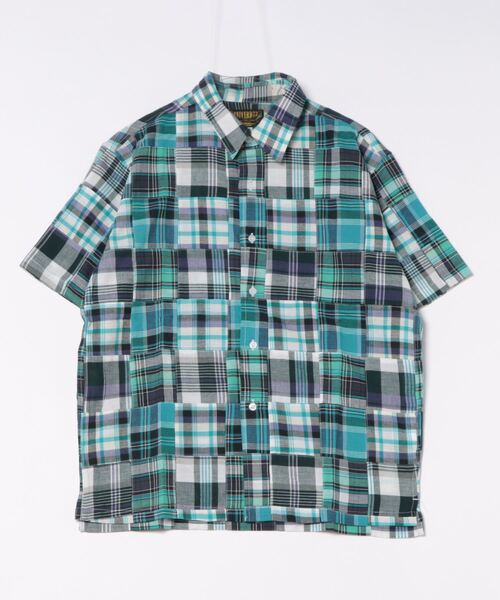 ブラウス シャツ 「HOUSTON」MADRAS PATCHWORK  S/S SHIRT レディース メンズ