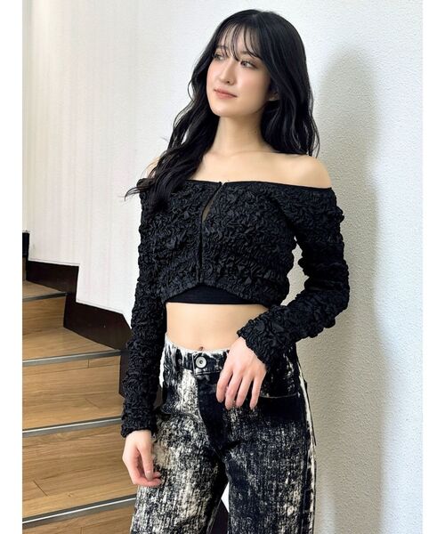 GYDA カーディガン シャーリング2WAYショートカーディガン