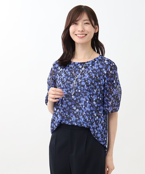 Reflect / リフレクト 【SALE／WEB限定カラーあり／マシンウォッシュ／セットアップ可能】フラワープリントブラウス SALE／WEB限定カラーあり／マシンウォッシュ／セットアップ可能