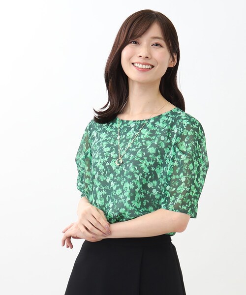 ブラウス シャツ 「SALE／WEB限定カラーあり／マシンウォッシュ／セットアップ可能」フラワープリントブラウス レディース