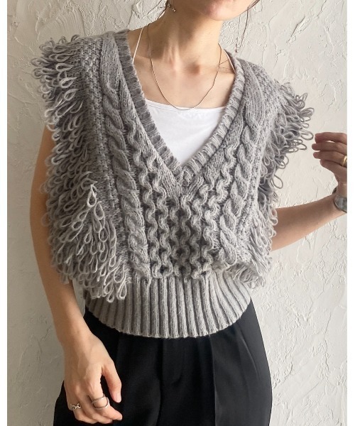 ベスト ジレ コットンブークレ深Vベスト レディース callautia ベスト ジレ 深Vネックベスト レディース : ZOZOTOWN