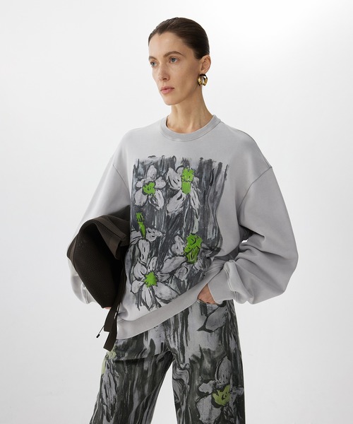 トレーナー スウェット Hand-drawn Floral Print Sweatshirt / フローラルプリントスウェット レディース メンズ JNBY トレーナー スウェット Hand-drawn Floral Print