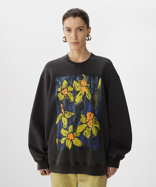 トレーナー スウェット Hand-drawn Floral Print Sweatshirt / フローラルプリントスウェット レディース メンズ