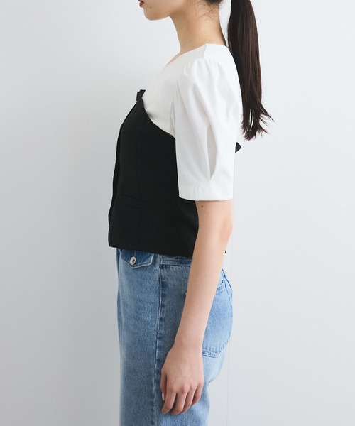 【洗えるTシャツ】ビスチェドッキングプルオーバー 洗える/Tシャツ】ビスチェドッキングプルオーバー（カットソー