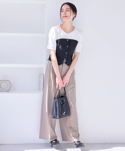 VIS tシャツ 「新色追加」「美easy」釦ビスチェTシャツ