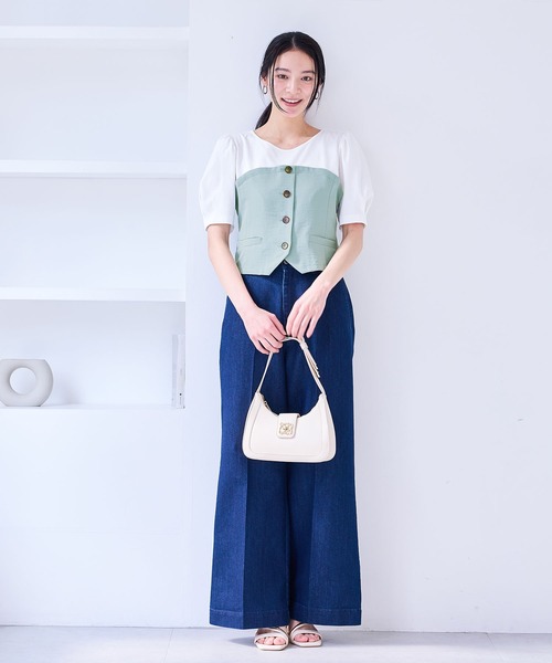 VIS tシャツ 「新色追加」「美easy」釦ビスチェTシャツ