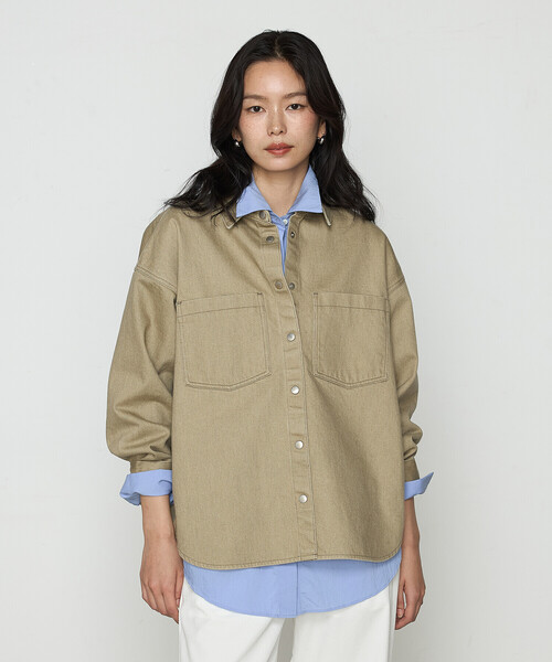 COMME CA（コムサ） ブラウス シャツ カラーデニム オーバーシャツ 