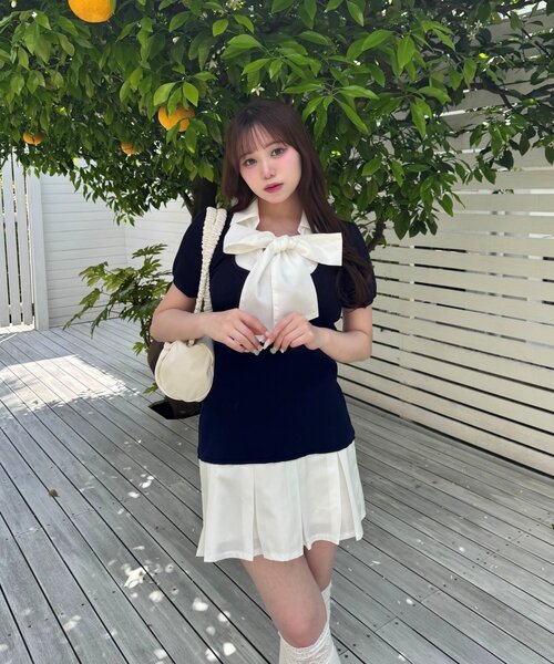 OLIVE des OLIVE オリーブデオリーブ ボウタイドッキングワンピ OLIVE des ワンピース 「3WAY/着痩せ」ボウタイドッキングワンピ