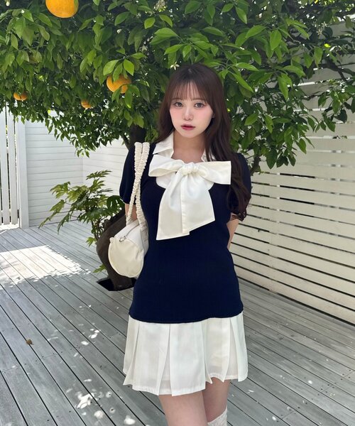 OLIVE des ワンピース 「3WAY/着痩せ」ボウタイドッキングワンピ
