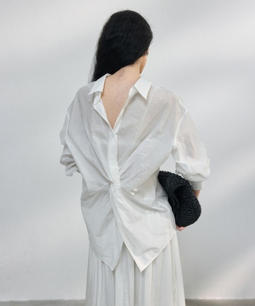 ブラウス シャツ DECADE CLASSIC 前後2WAY ねじりディテール シャツ レディース DECADE CLASSIC ブラウス シャツ 前後2WAY ねじりディテール