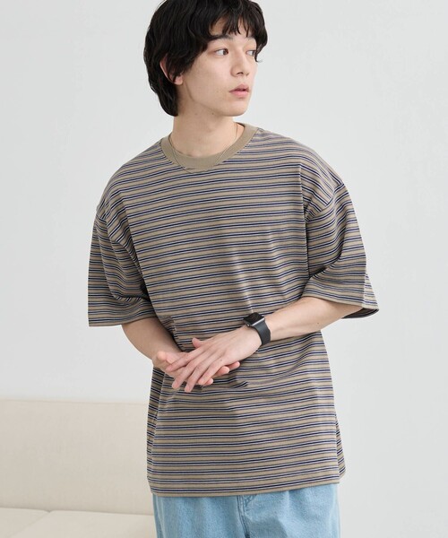 coen（コーエン） tシャツ 「Parknik」マルチボーダーTシャツ メンズ