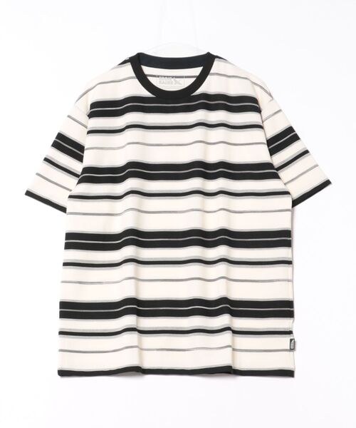 Eddie Bauer ボーダーTシャツ ホワイト マルチカラー PS ボタン Eddie Bauer tシャツ マルチボーダー 半袖 Tシャツ メンズ