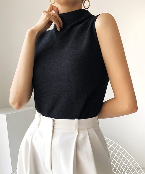 【未使用♡極美品】ダブスタ♡ソブ　シンプルノースリーブトップス♡グレー×ホワイト リアルスタイル REAL STYLE サマーニット レディース