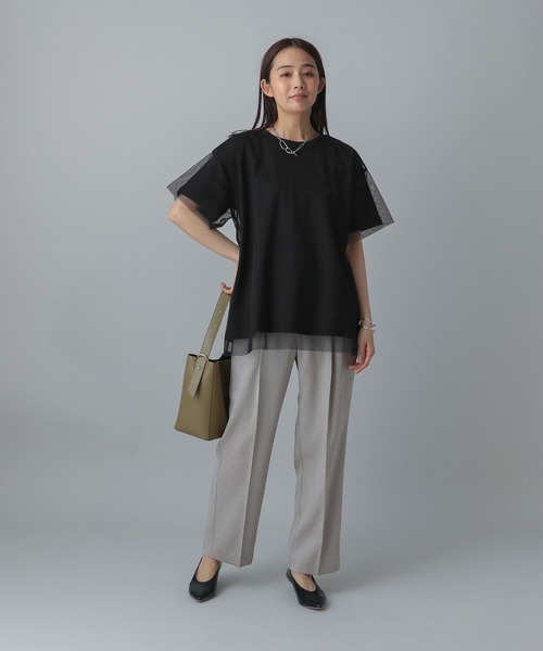 GLOBAL WORK tシャツ MATINEE LINE/冷感チュールレイヤーT