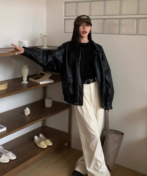 「おしゃれスタ」 ブルゾン M ブラック レディース_画像7