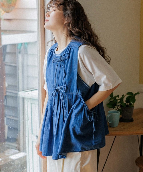 「niko and...」 ベスト LARGE インディゴブルー レディース niko and… 「niko and」 ベスト LARGE インディゴブルー