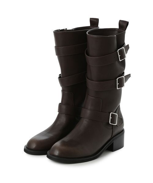 Lily Brown ブラックブーツ L LILY BROWN ブーツ 3バックルミドルブーツ レディース