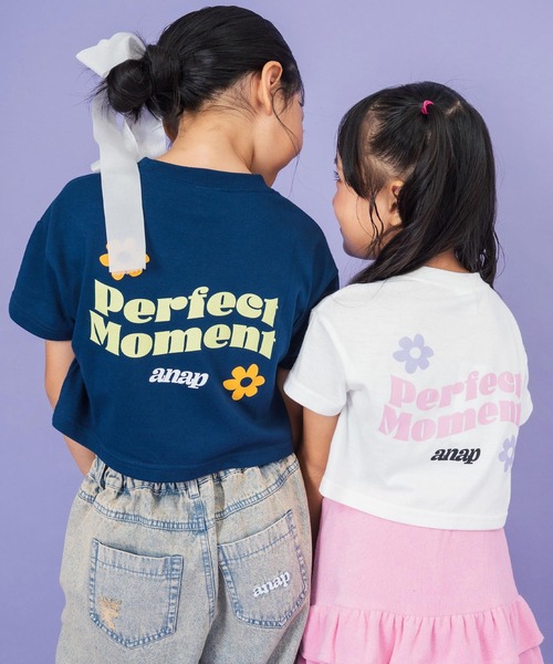 ANAP kids tシャツ フラワーポイント クロップドTシャツ キッズ