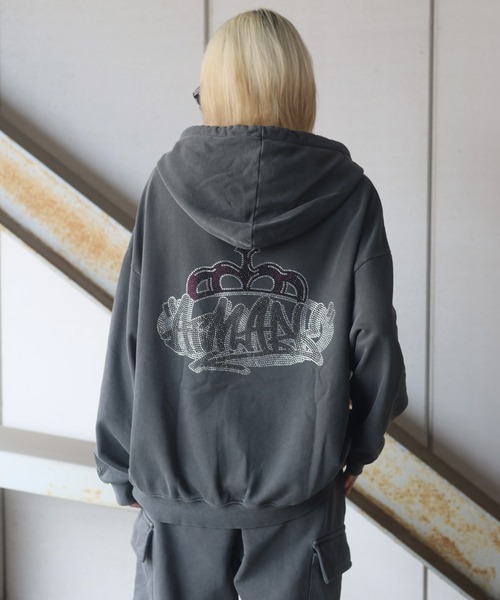 ATMARK パーカー 「2サイズ展開 / UNISEX クラウンロゴラインストーン 