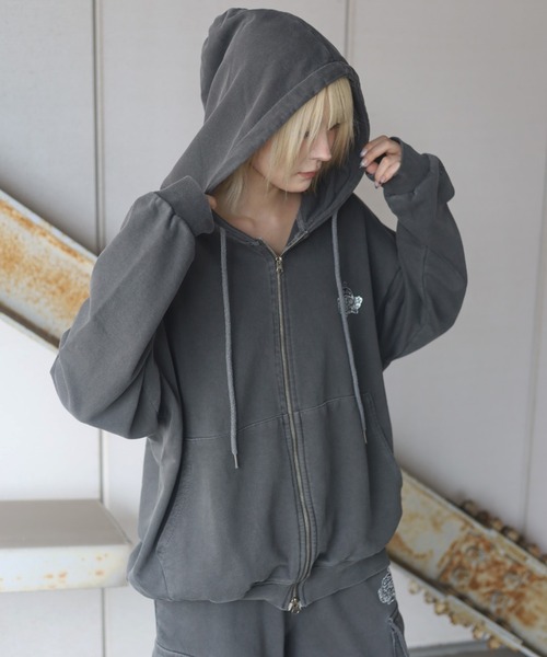ATMARK パーカー 「2サイズ展開 / UNISEX クラウンロゴラインストーン 