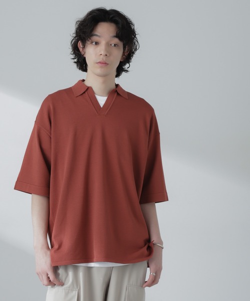「NANO universe」 半袖ポロシャツ L ネイビー メンズ_画像2