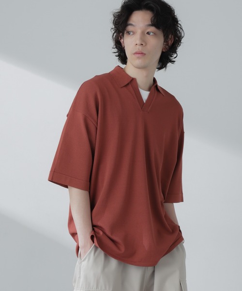 「NANO universe」 半袖ポロシャツ L ネイビー メンズ_画像4