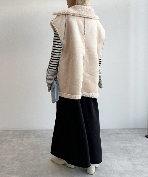 「w closet」 ムートンベスト FREE ライトベージュ レディース_画像5
