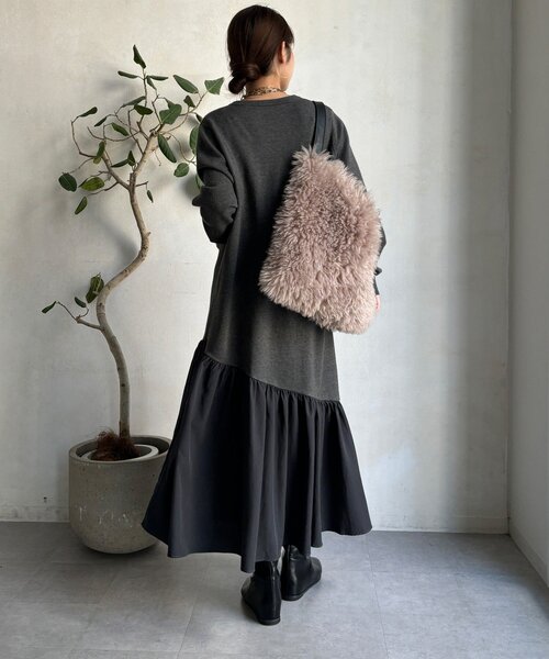 DouDou（ドゥドゥ） ワンピース 「WEB限定」異素材切替ニット