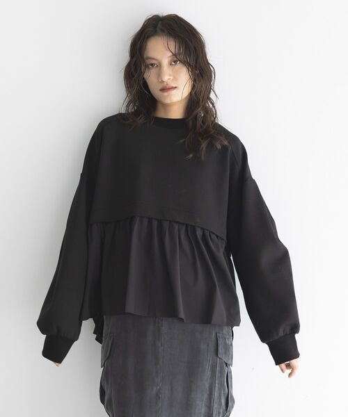tシャツ 異素材MIXモックネックプルオーバー レディース : ZOZOTOWN 