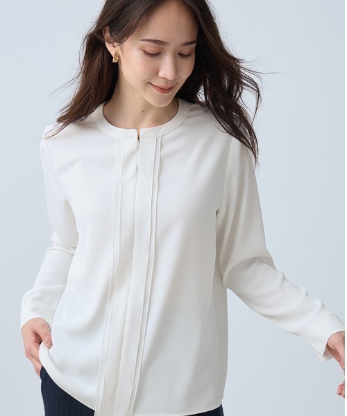 pois airy 2way blouse ブラウス　シャツ　ホワイト AOYAMA uvカット ブラウス シャツ 2WAYシフォンレイヤーブラウス