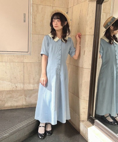 「F i.n.t」 半袖ワンピース FREE ライトブルー レディース_画像4