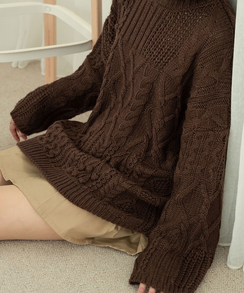 「Ambre Neige」 長袖ニット FREE ピンクベージュ レディース_画像3