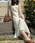 ワンピース カットレースキャミワンピース+リブ...の詳細画像4