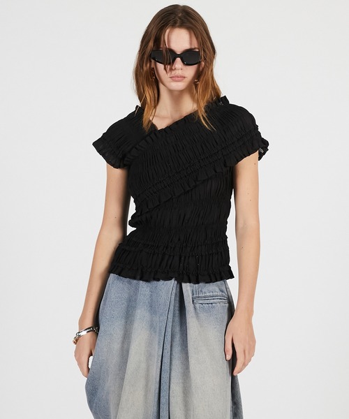 ブラウス シャツ 「2026Summer Pre-Order」クレープシャーリングトップス / Crepe Shirring Top レディースの画像