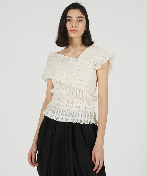ブラウス シャツ 「2026Summer Pre-Order」クレープシャーリングトップス / Crepe Shirring Top レディースの画像