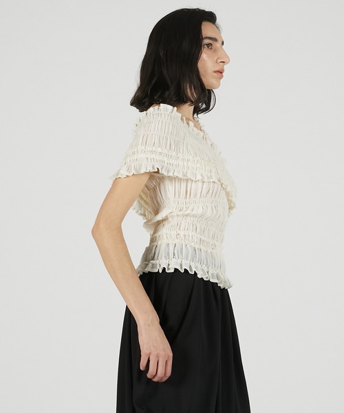 ブラウス シャツ 「2026Summer Pre-Order」クレープシャーリングトップス / Crepe Shirring Top レディースの画像