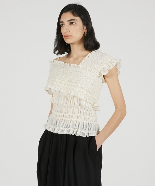 ブラウス シャツ 「2026Summer Pre-Order」クレープシャーリングトップス / Crepe Shirring Top レディースの画像
