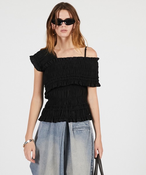 ブラウス シャツ 「2026Summer Pre-Order」クレープシャーリングトップス / Crepe Shirring Top レディースの画像