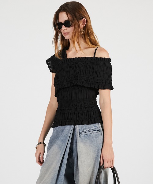 ブラウス シャツ 「2026Summer Pre-Order」クレープシャーリングトップス / Crepe Shirring Top レディースの画像