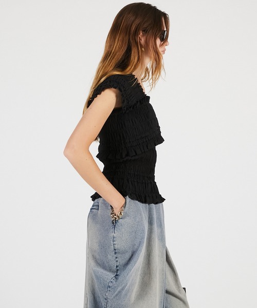 ブラウス シャツ 「2026Summer Pre-Order」クレープシャーリングトップス / Crepe Shirring Top レディースの画像