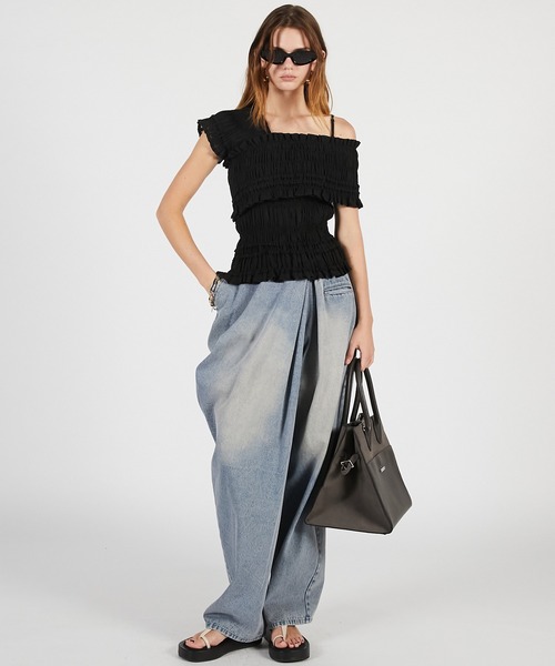ブラウス シャツ 「2026Summer Pre-Order」クレープシャーリングトップス / Crepe Shirring Top レディースの画像