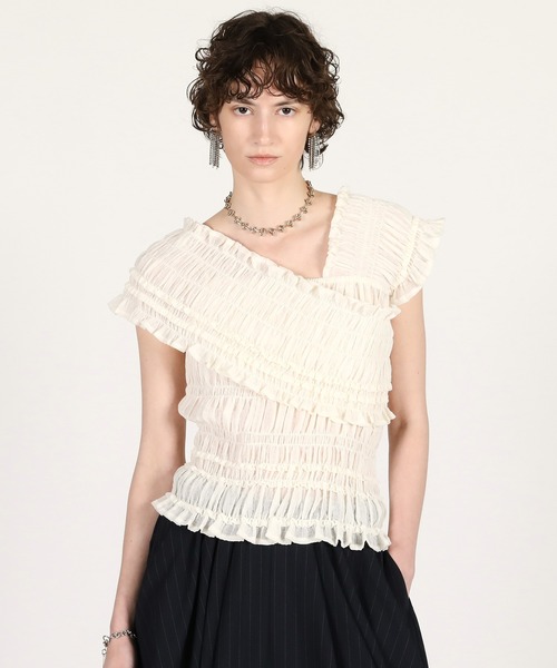ブラウス シャツ 「2026Summer Pre-Order」クレープシャーリングトップス / Crepe Shirring Top レディースの画像