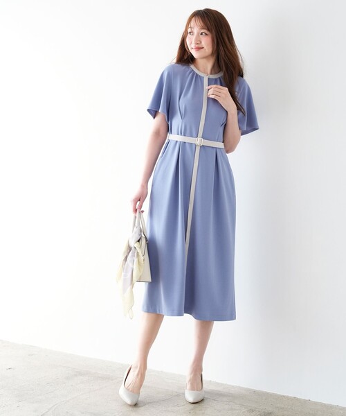 ANY SIS（エニィスィス） ワンピース 半袖 2WAY バイカラー ワンピース
