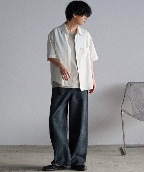 「WYM LIDNM」 半袖シャツ X-LARGE サックスブルー メンズ_画像5
