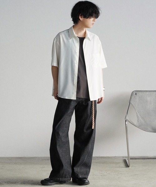 「WYM LIDNM」 半袖シャツ X-LARGE サックスブルー メンズ_画像9