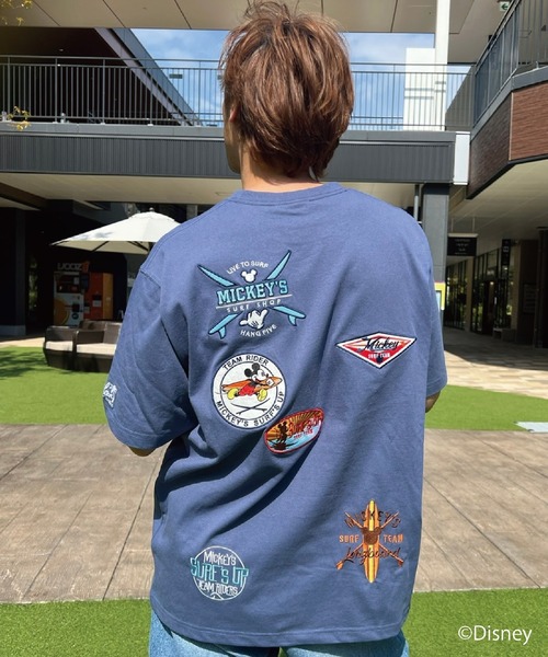 【希少XL】FCRB エフシーアールビー バックロゴ Tシャツ 青 ワッペン刺繍 tシャツ サーフミッキー ワッペン刺繍Tシャツ メンズ レディース