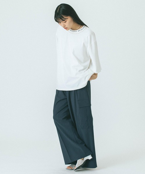 「OKIRAKU」 半袖カットソー ONE SIZE ブラック レディース_画像7