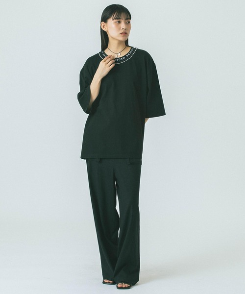 「OKIRAKU」 半袖カットソー ONE SIZE ブラック レディース_画像9