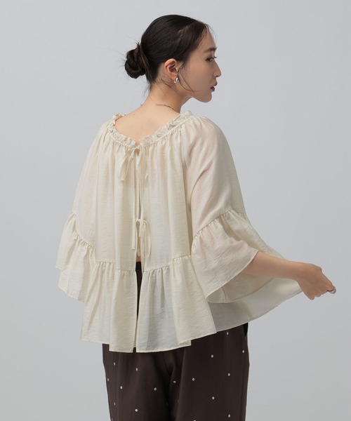 LEPSIM（レプシィム） ブラウス シャツ 半袖 2WAYシアーオフショルプル 