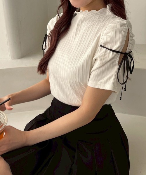 「one after another NICE CLAUP」 半袖カットソー FREE オフホワイト レディース_画像9